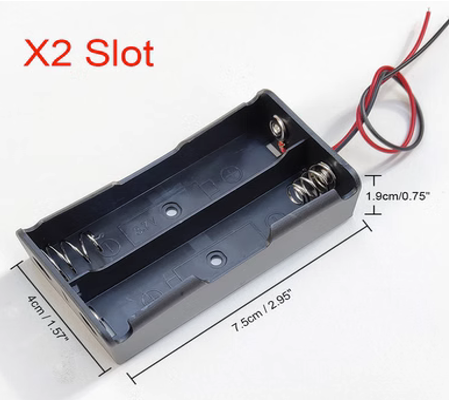 18650 Lithium Battery Holder Case with Wire Leads (2 Slots)